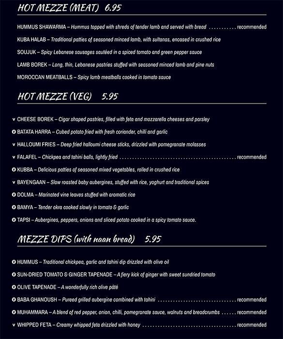 Hanam's menu