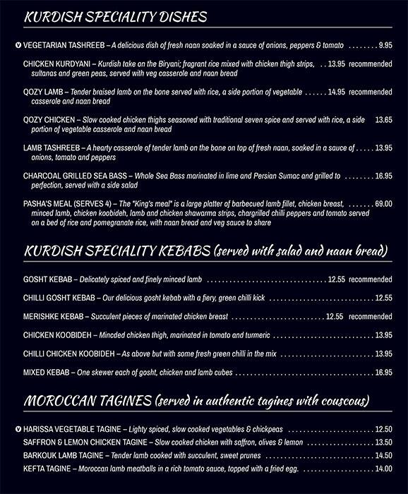 Hanam's menu