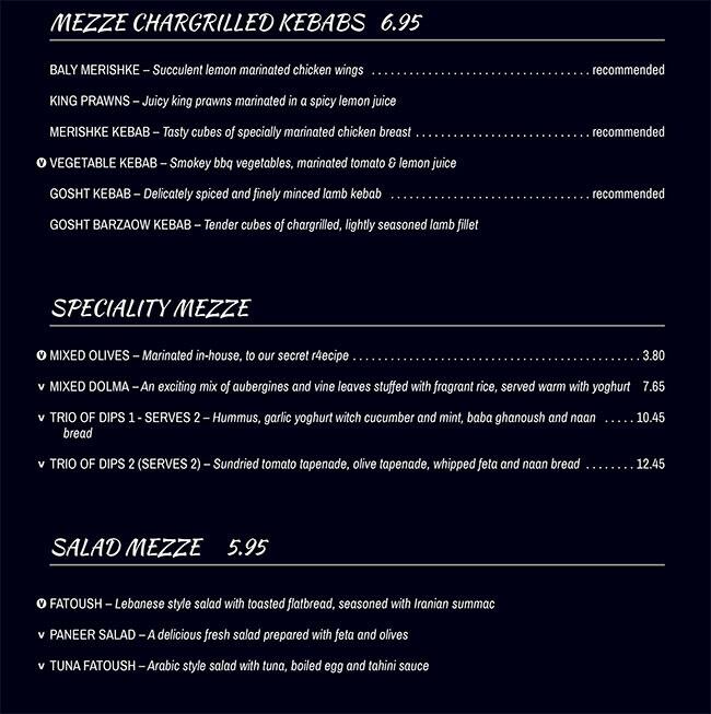 Hanam's menu