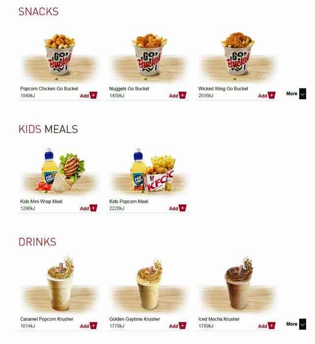 Carta de KFC