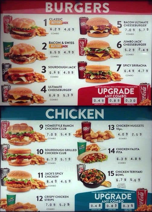 Jack In The Box Menu, Menu for Jack In The Box, Pflugerville