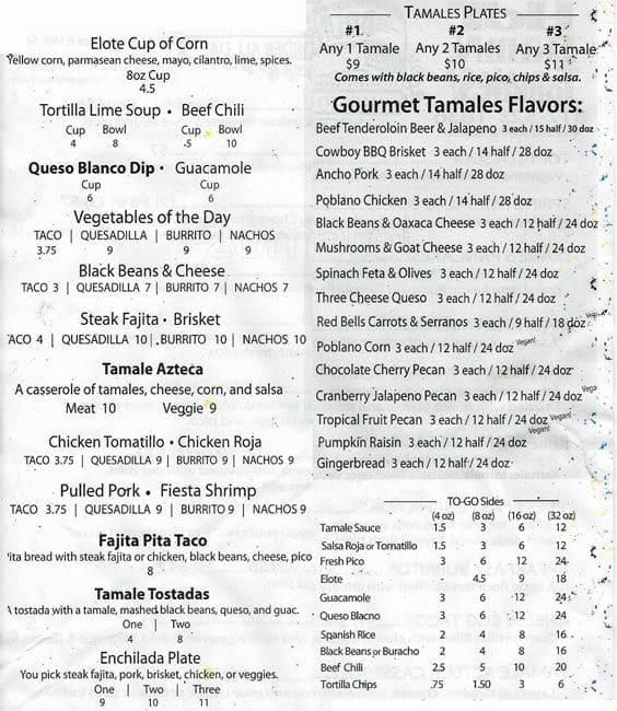 Menu at Hot Damn, Tamales! pizzeria, Fort Worth