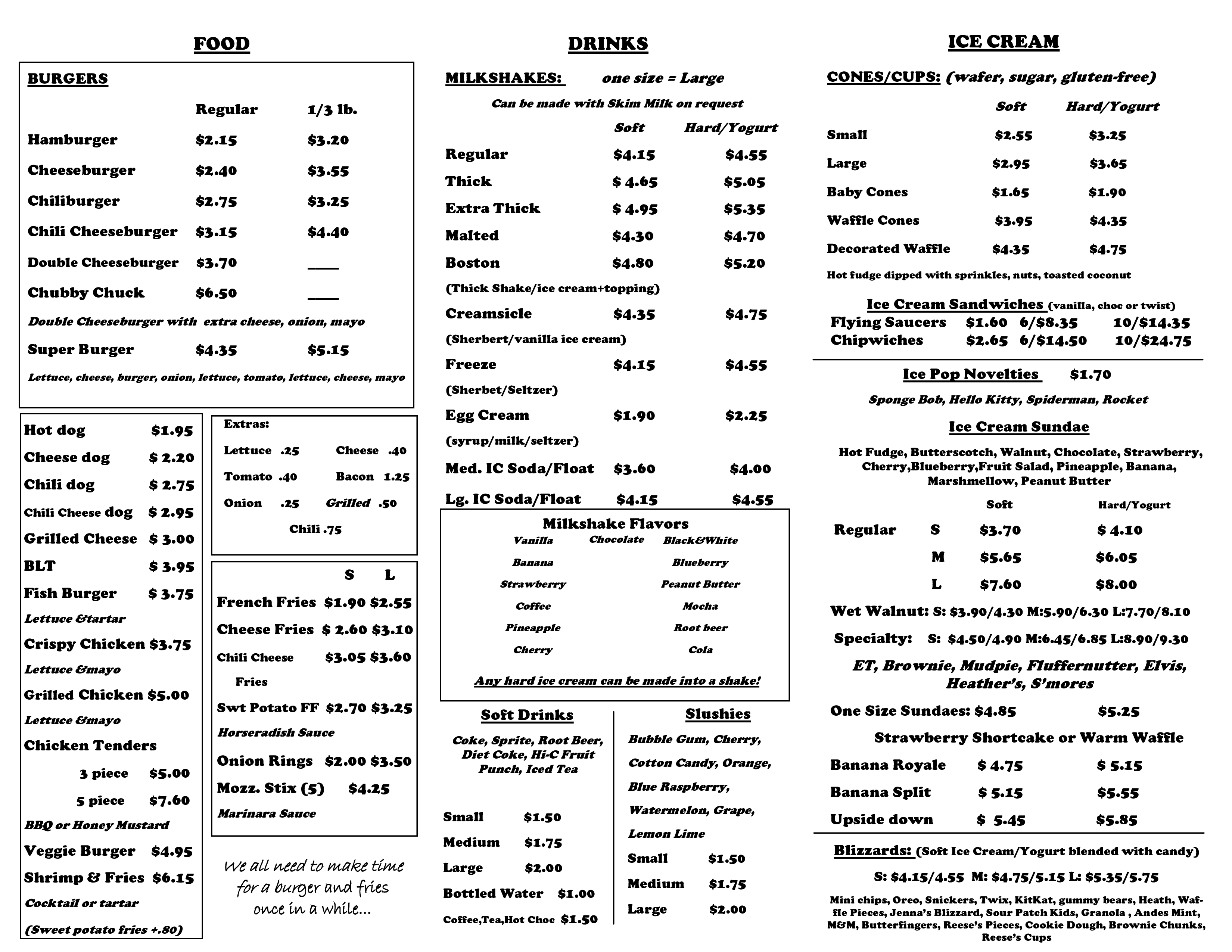 Menu at Richard's Dairy Shed, Montgomery