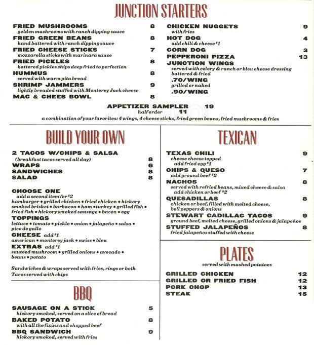 Junction Bar & Grill Menü, Junction Bar & Grill, Midtown, Houston için