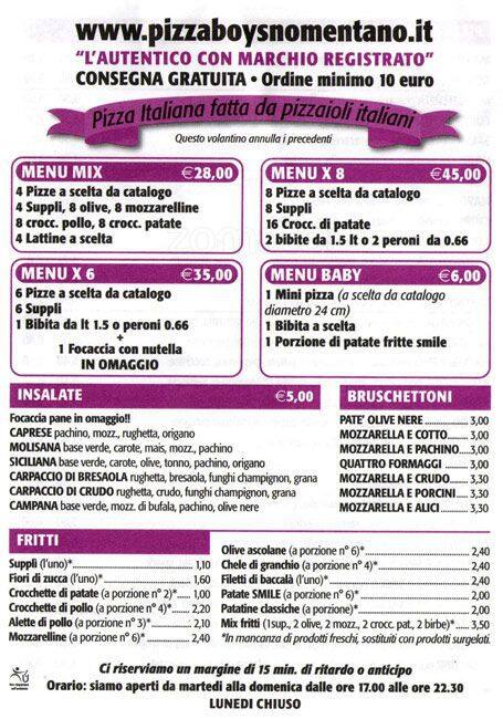 Menu di Pizza Boys 