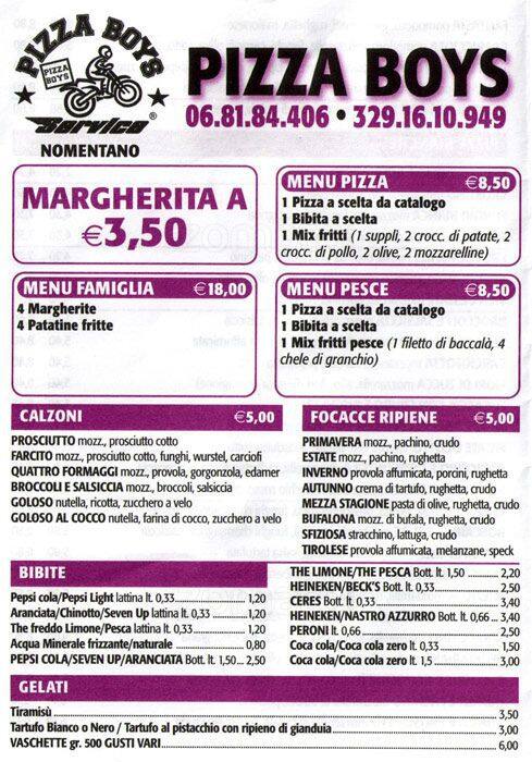 Menu di Pizza Boys 
