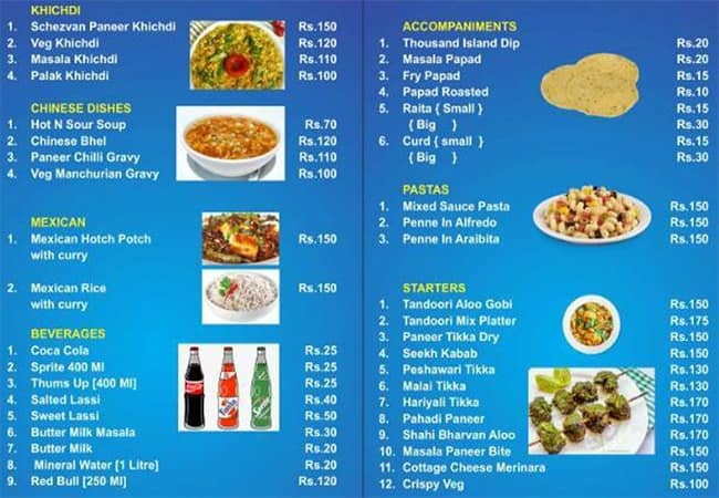 Zomato menu hotsell