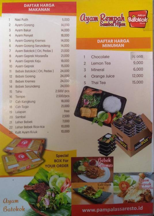 Ayam Batokok Pampalassa Menu Menu For Ayam Batokok