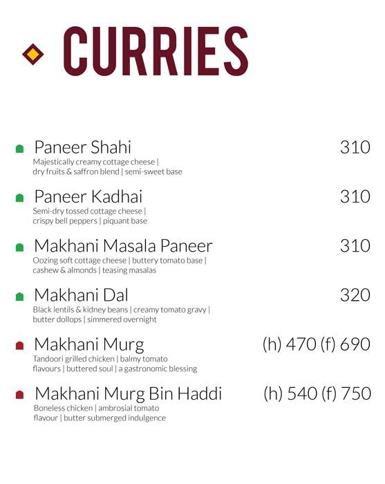 Menu at The Masala Chapter, Gurugram
