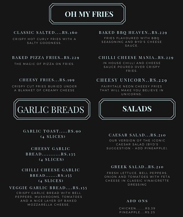 Menu of Big Yellow Door, Sarabha Nagar, Ludhiana