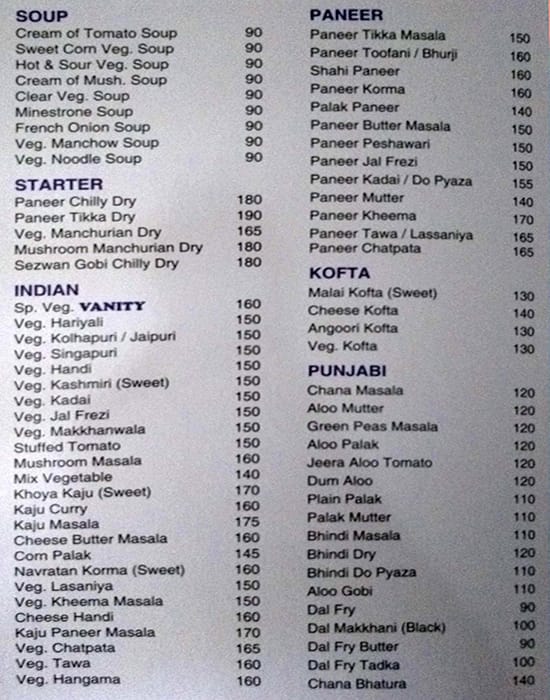 Darshan restaurant menu