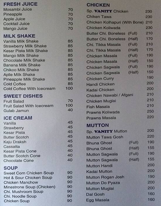 Darshan restaurant menu