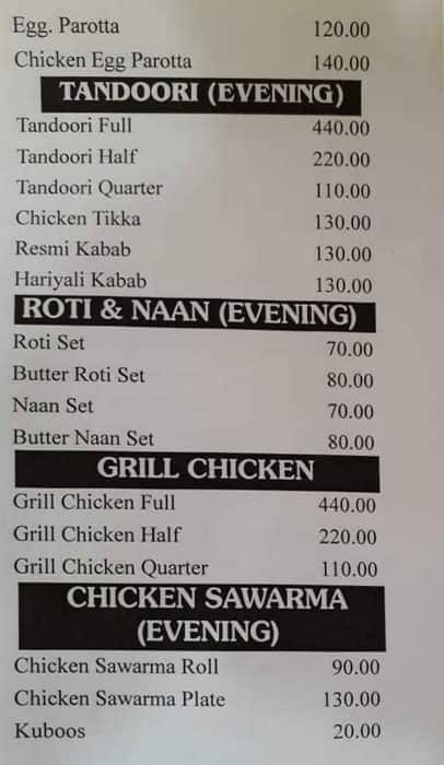 Sri Sakthi Fast Food menu