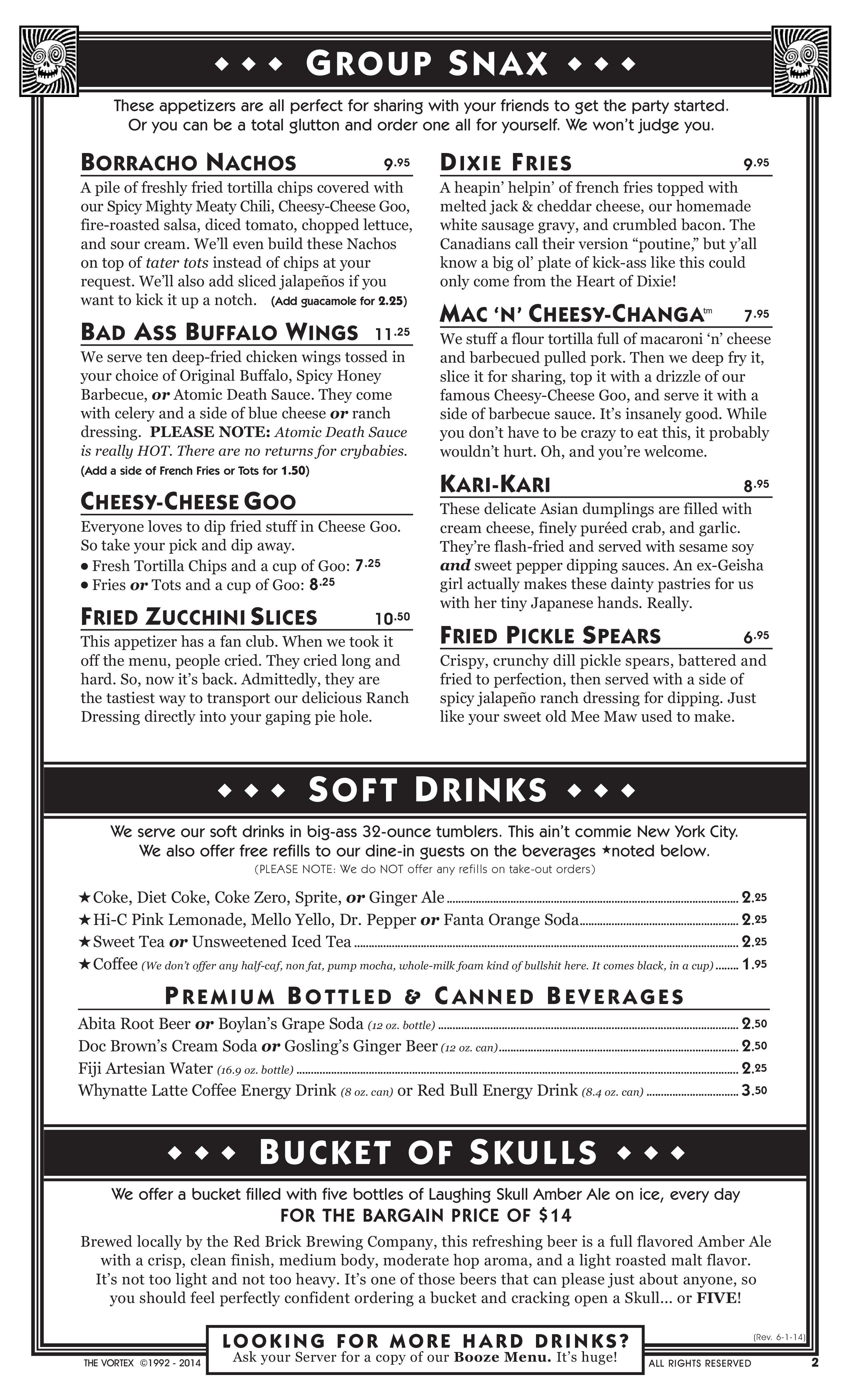 Vortex Bar & Grill Menu, Menu for Vortex Bar & Grill, Little Five