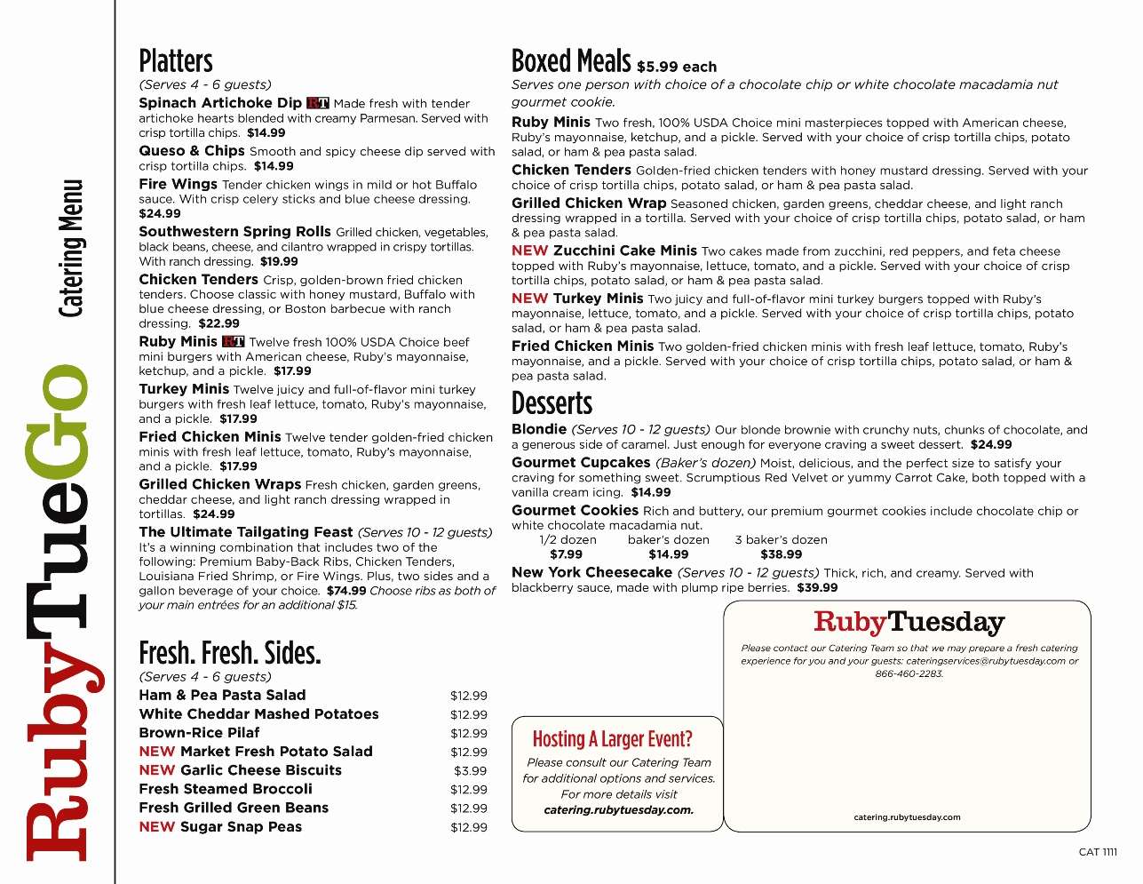 Menu at Ruby Tuesday pub & bar, Miami Lakes, NW 67th Ave