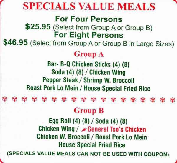 Cottage Restaurant menu