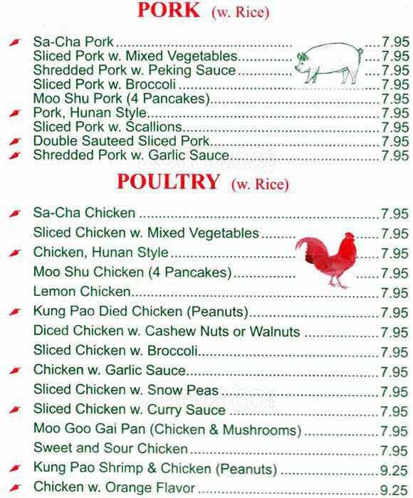 Cottage Restaurant menu