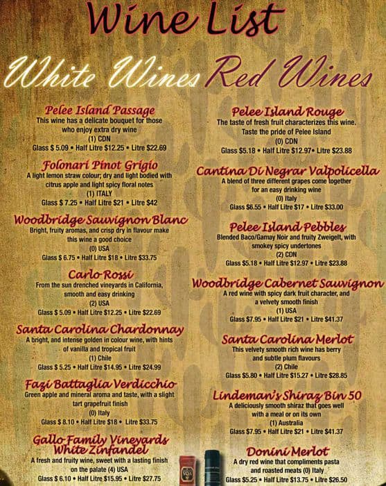 Chaps Restaurant меню