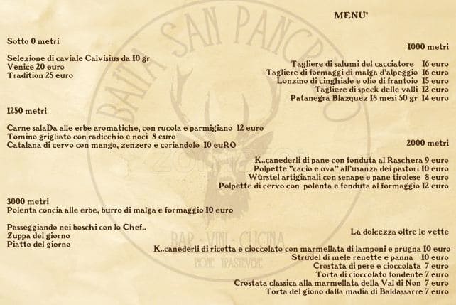 Menu di Terrazza San Pancrazio 
