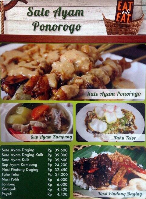 Sate Ayam Ponorogo Nyamleng Fatmawati Menu