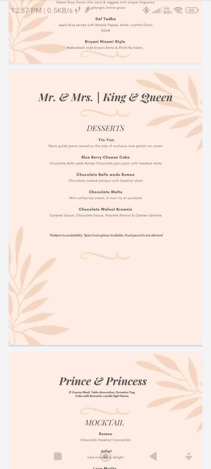 Soulmate Restaurant menu