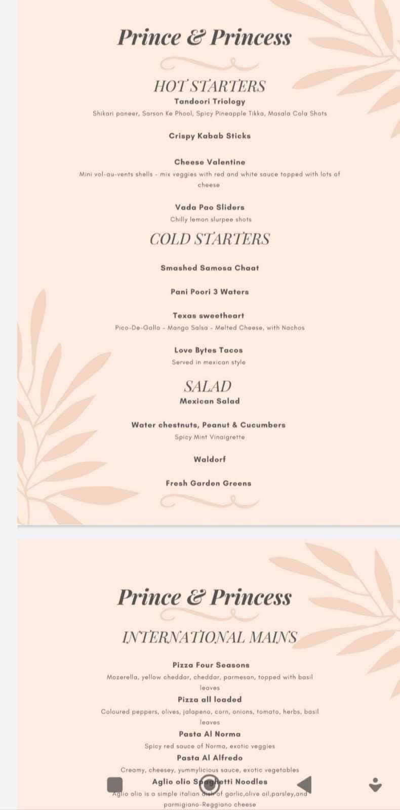 Soulmate Restaurant menu