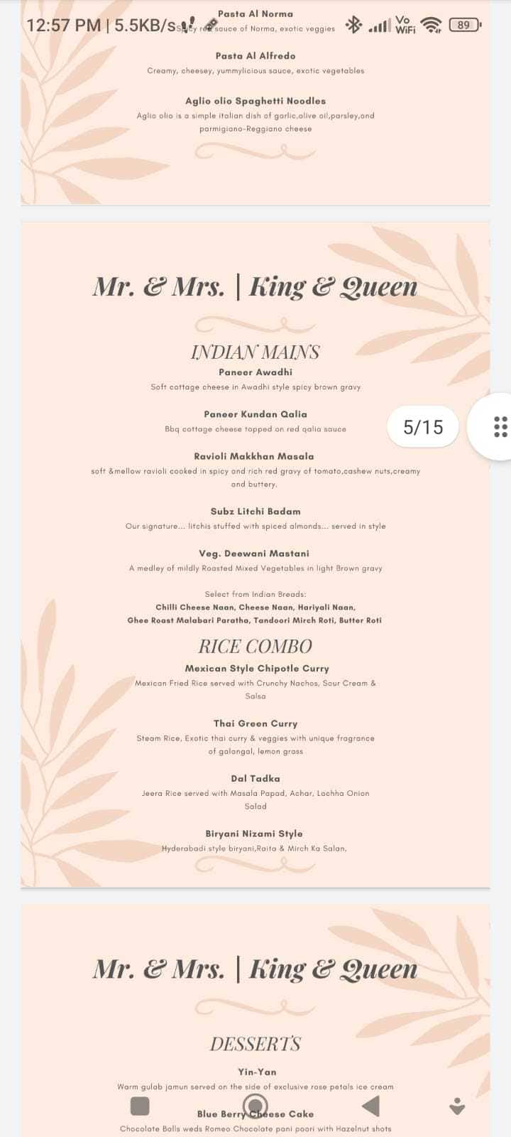 Soulmate Restaurant menu
