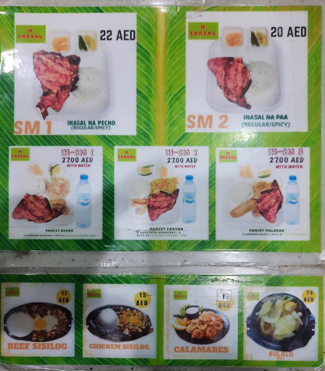 Menu of Inasal, Al Markaziya, Abu Dhabi