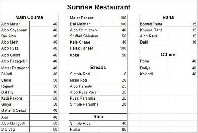 Menu