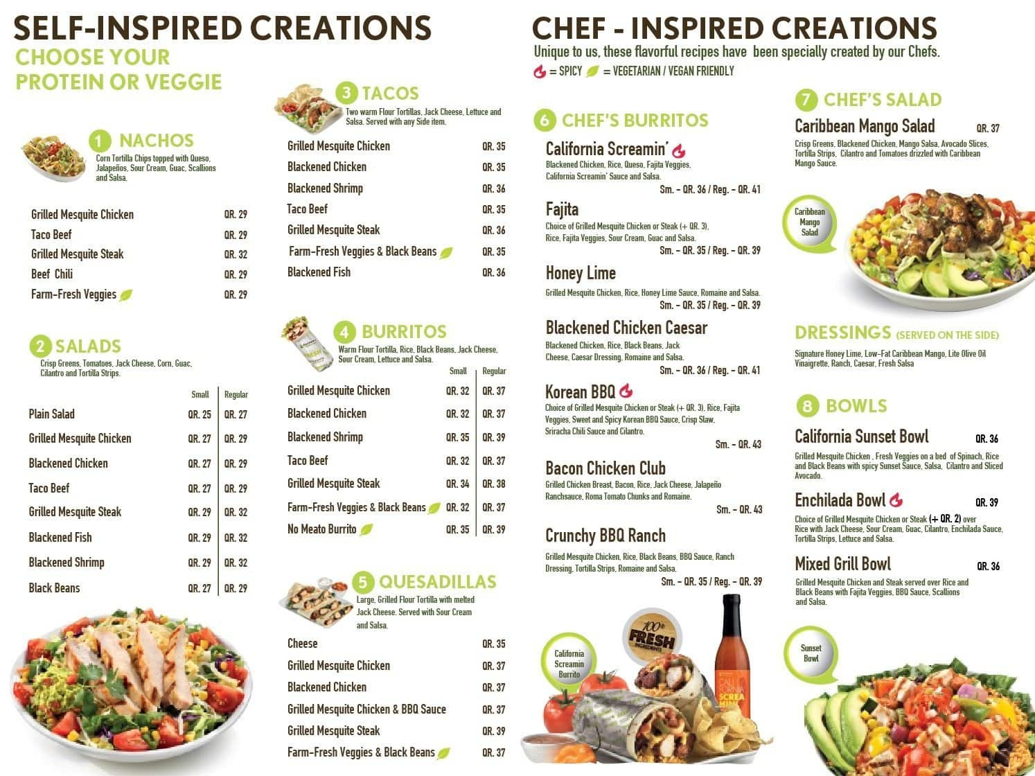 California Tortilla Menu, Menu for California Tortilla, Pearl Qatar ...