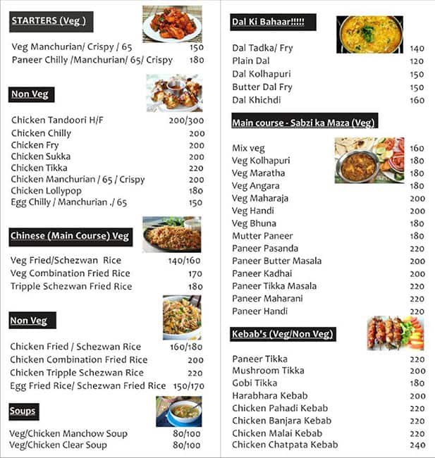 Food At Night menu