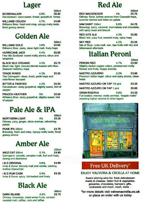 VinCaffe menu