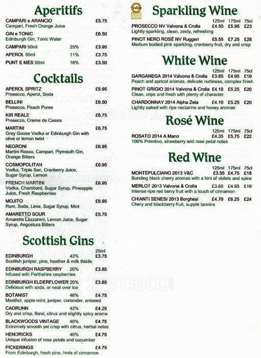 VinCaffe menu