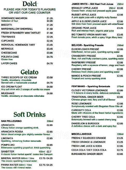VinCaffe menu