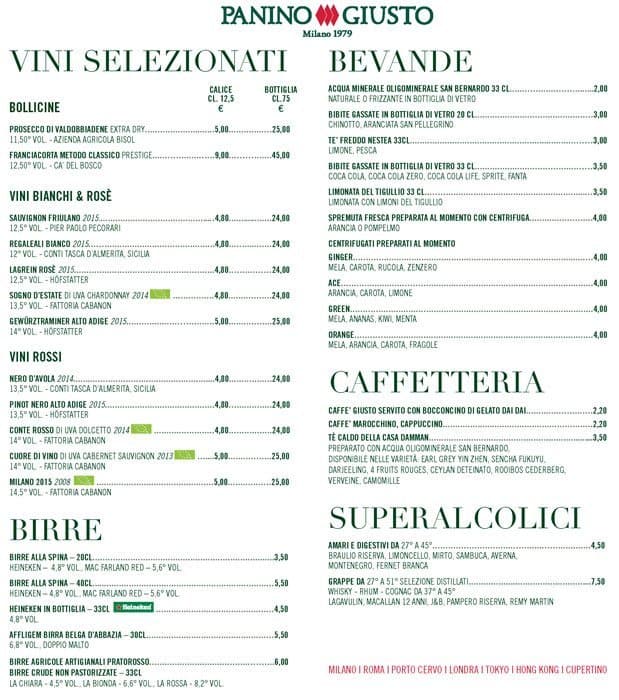 Menu di Panino Giusto 