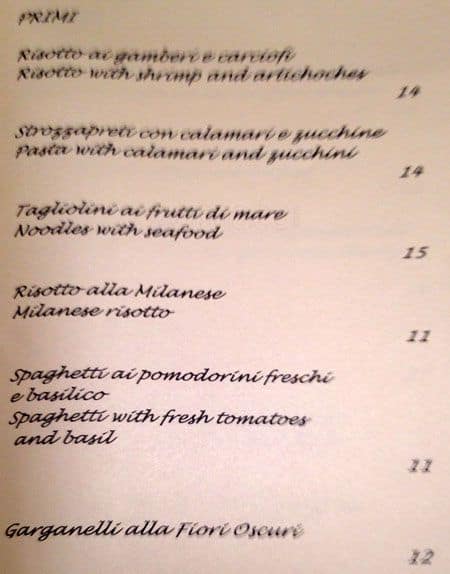 Menu di Fiori oscuri Bistrot & Bar 
