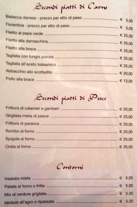 Menu di Le Mille E Una Notte 