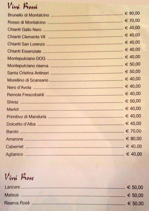 Menu di Le Mille E Una Notte 