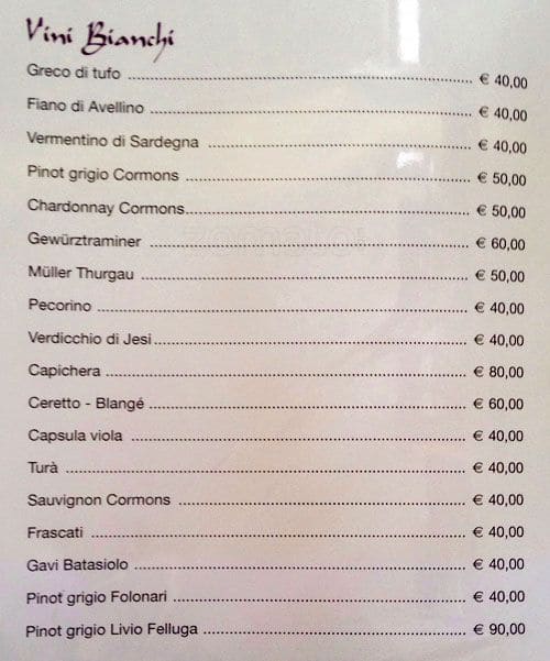 Menu di Le Mille E Una Notte 