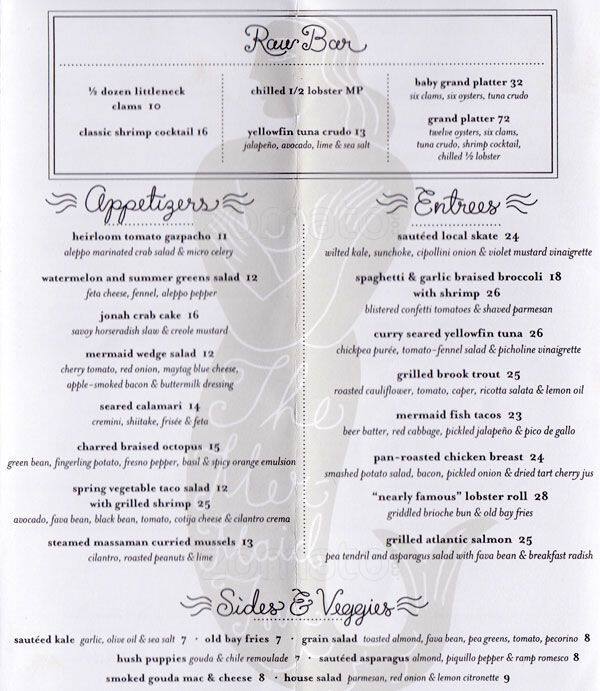 Menu at The Mermaid Inn restaurant, West New York, 570 Amsterdam Ave
