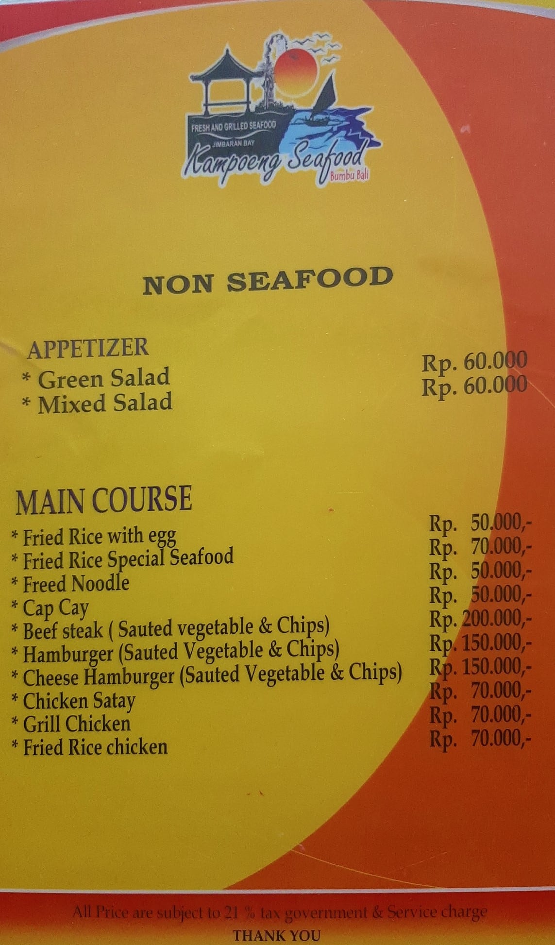 Kampoeng Seafood Menu Menu Untuk Kampoeng Seafood Jimbaran Bali