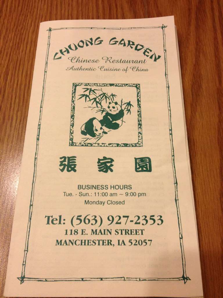 Chuong Garden Chinese Restaurant Menu