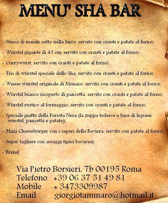 Menu di Sha Bar 
