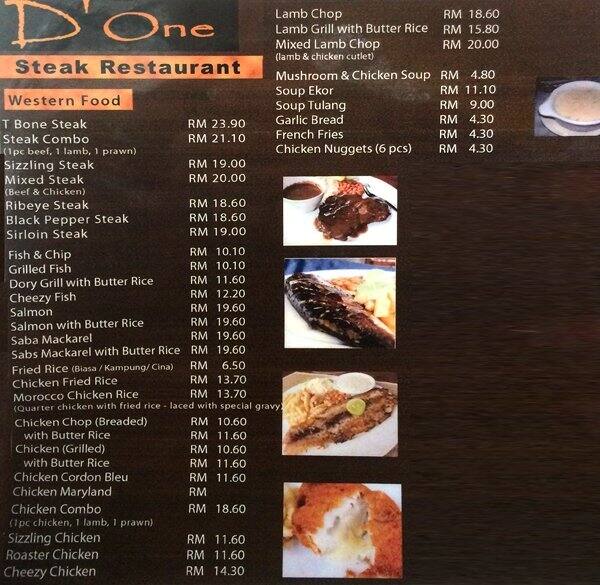 D One Steak Menu Menu For D One Steak Seksyen 7 Selangor