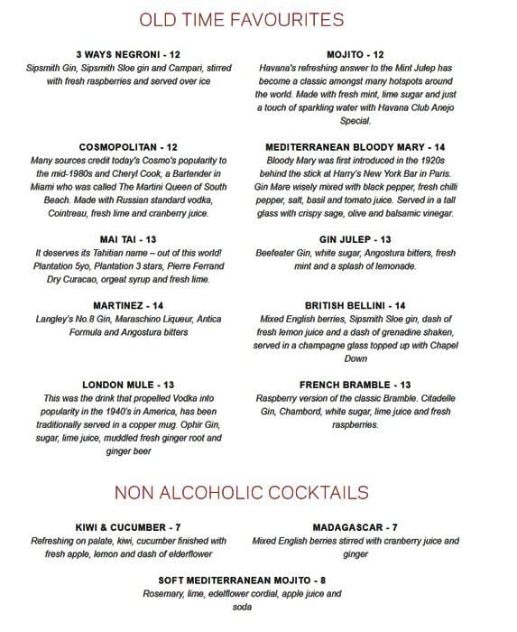 Carta del restaurante Afternoon Tea at The Dilly Piccadilly, Londres