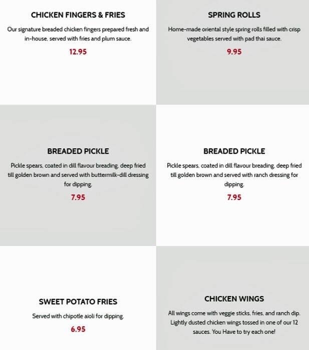 Menu at Hoops Sports Bar & Grill, Toronto, 125 Bremner Blvd