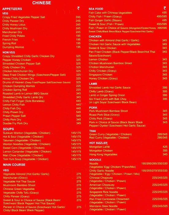 Hong Kong Menu, Menu for Hong Kong, Yusuf Sarai, New Delhi Zomato