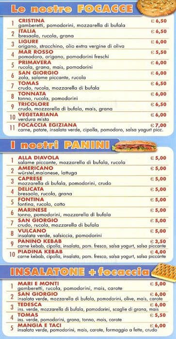 Menu di Pizzeria San Giorgio 2 