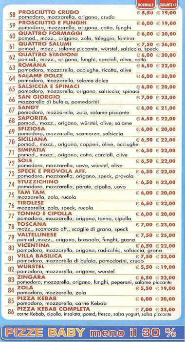 Menu di Pizzeria San Giorgio 2 