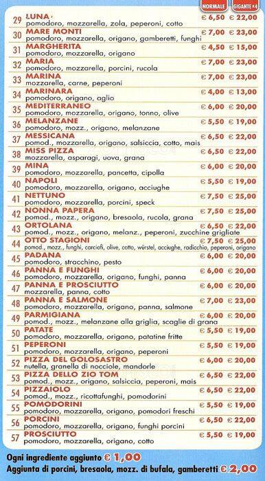 Menu di Pizzeria San Giorgio 2 
